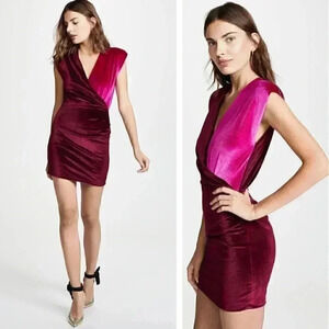 NWT Ronny Kobo Carol Two Tone Colorblock Velvet Dress